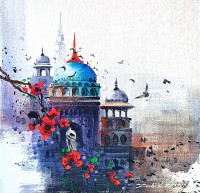 Zahid Ashraf, 12 x 12 inch, Acrylic on Canvas, Cityscape Painting, AC-ZHA-073